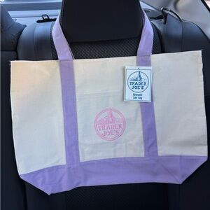 Trader Joes LARGE Lavender Purple Canvas Tote Bag 2026 Viral Rare FAST SHIP GIFT